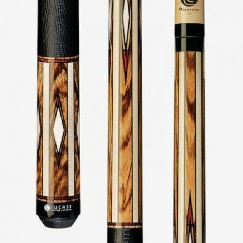 Lucasi Custom Maple/Zebrawood & Imitation Bone/Cocobolo Cue with Embossed Leather Wrap  LZC33