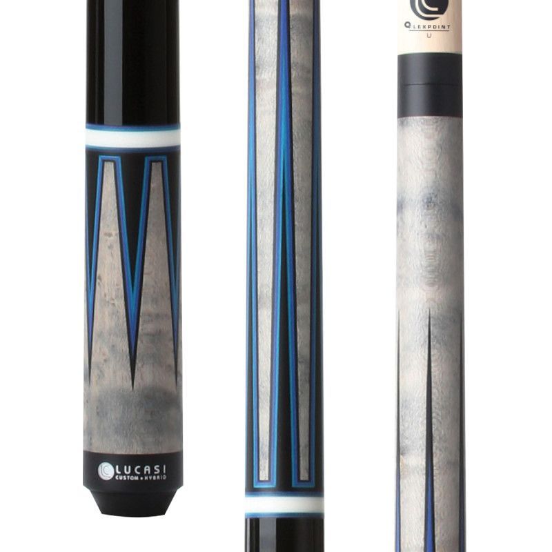 Lucasi Custom Black & Grey/Blue Wrapless Cue  LZC53