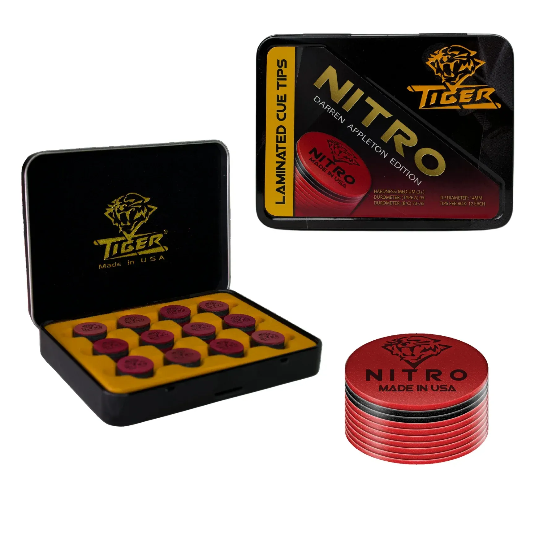 TIGER Nitro Laminated Cue Tip- Darren Appleton Edition - Sold Single