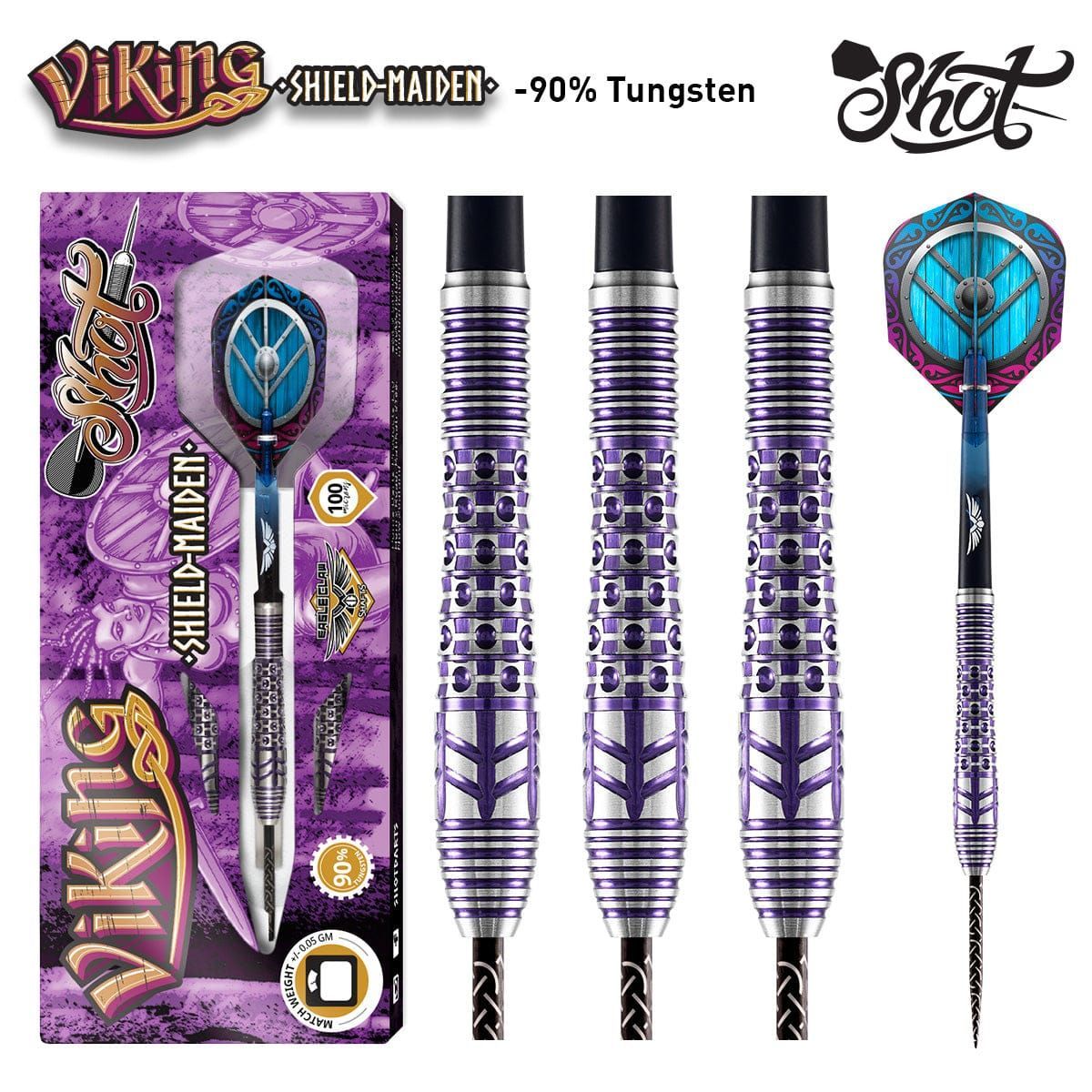 Shot VIKING SHIELD-MAIDEN STEEL TIP DARTS VMST- 90% TUNGSTEN