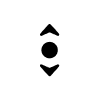 Up and down arrows pointing away from a central black dot.