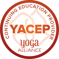 Logo for Yoga Alliance, orange and white circle with 