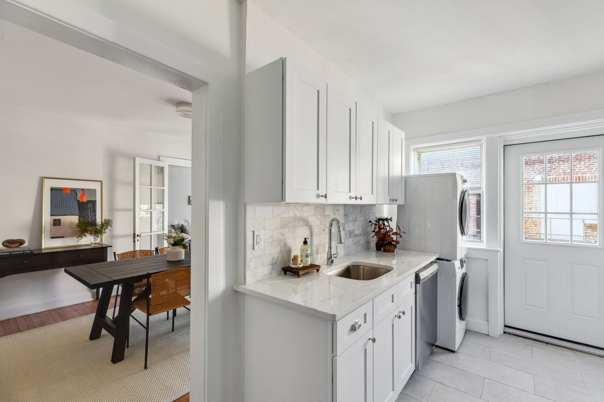 Kitchen peeking into dining room at 10 Montgomery, Bala Cynwyd