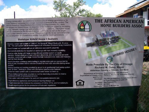 Sign for The African American Home Builders Association with text on a fence outdoors