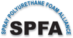 SPFA logo with bold black letters and curved blue “Spray Polyurethane Foam Alliance” text on white background