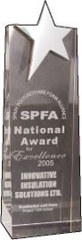 SPFA National Award plaque with star topper for innovative insulation solutions, 2005