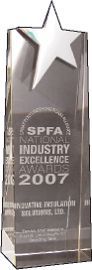 Clear crystal award with star topper engraved “SPFA National Industry Excellence 2007”