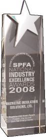 Silver star trophy engraved “SPFA National Industry Excellence 2008” on a black base