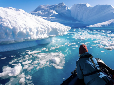 Woman looking at the glacier
