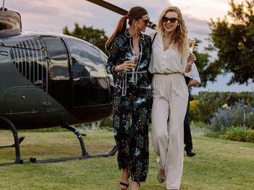 Ladies ready to ride a helicopter