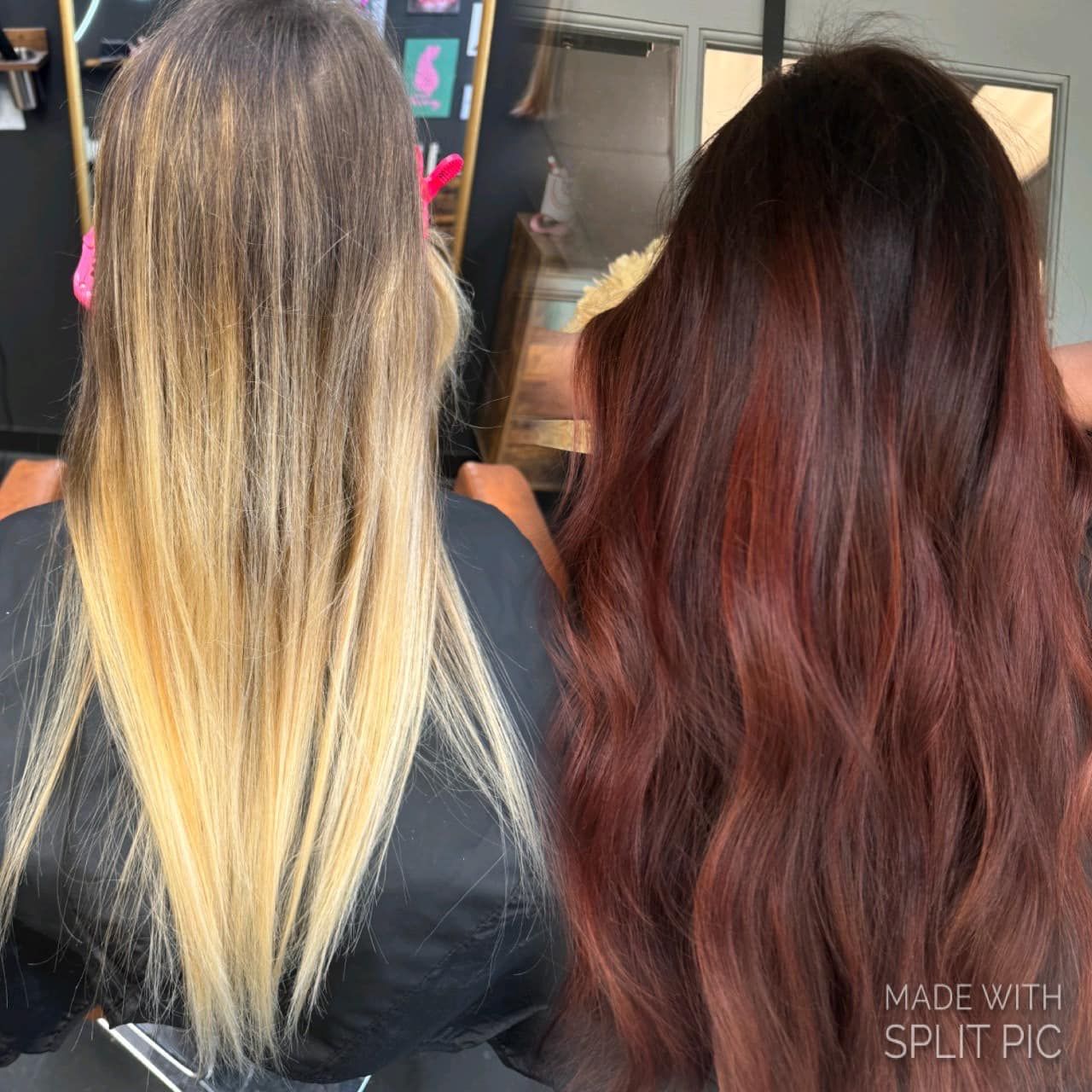 blonde hair to red brown before and after | springfield mo