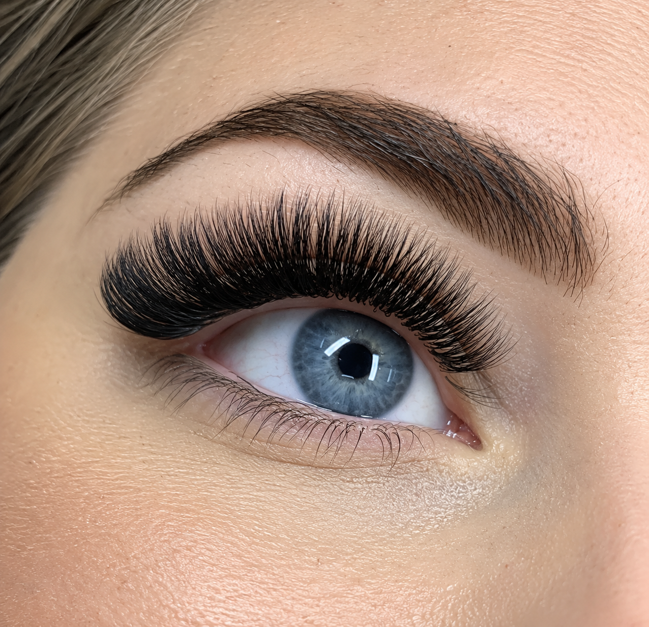 Volume eyelash extensions with a fuller fluffy finish