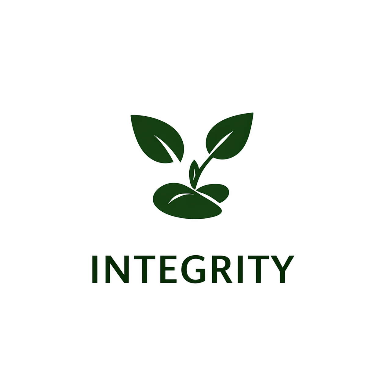 Green leaf sprout logo above the word “INTEGRITY”