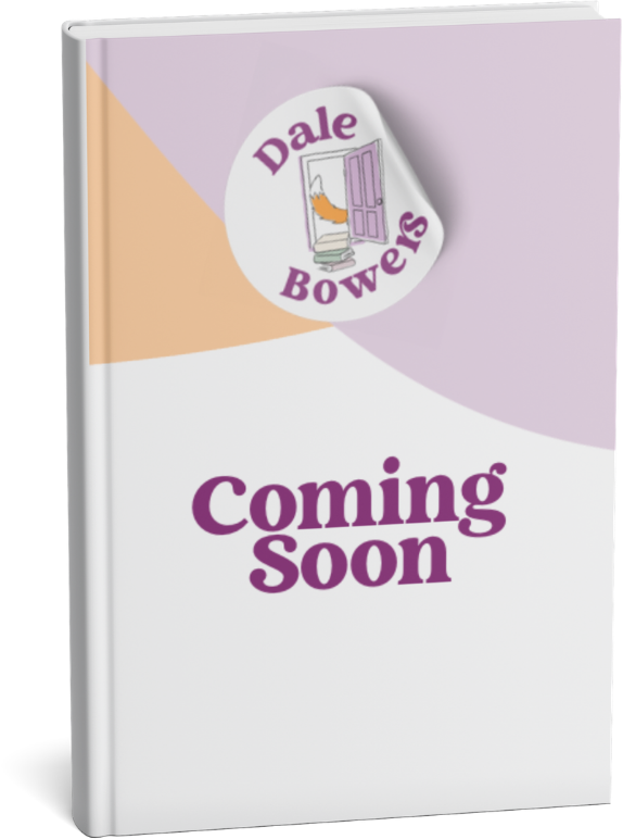 Book cover with lavender and white design, Dale Bowes logo, and the title “Coming Soon”