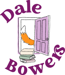 Dale Bowes logo with purple text and an open purple door revealing books and an orange foxtail