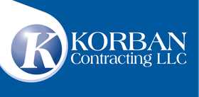 Korban Contracting Logo of Korban Contracting LLC; blue background; white "K" within a blue and white circle; company name in white.
