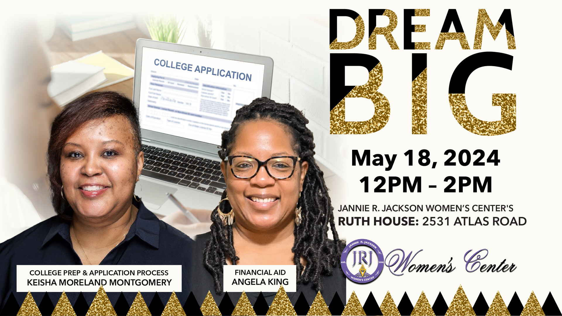 Poster for Dream Big: Two women are standing next to each other in front of a laptop computer.