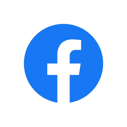 White Facebook “f” on a blue circular background