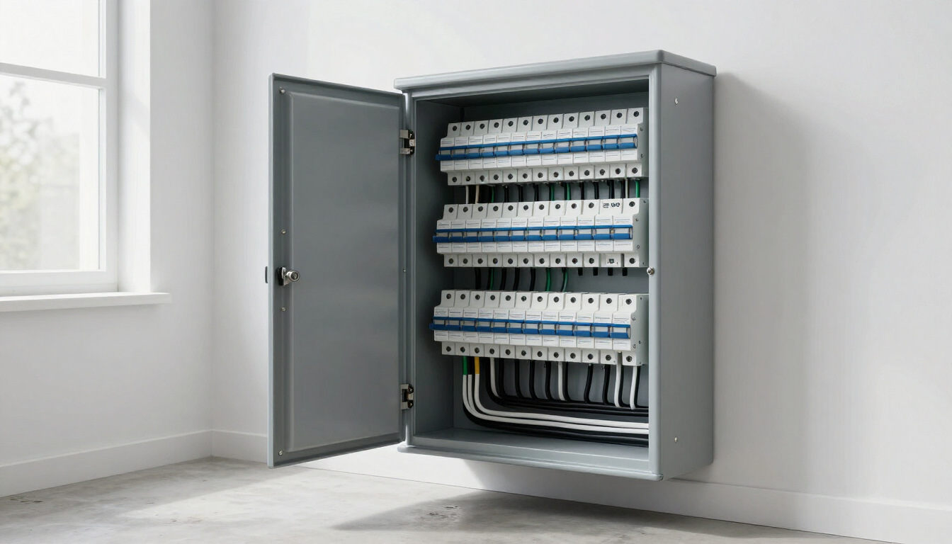 Modern residential electrical panel with organized labeled circuits