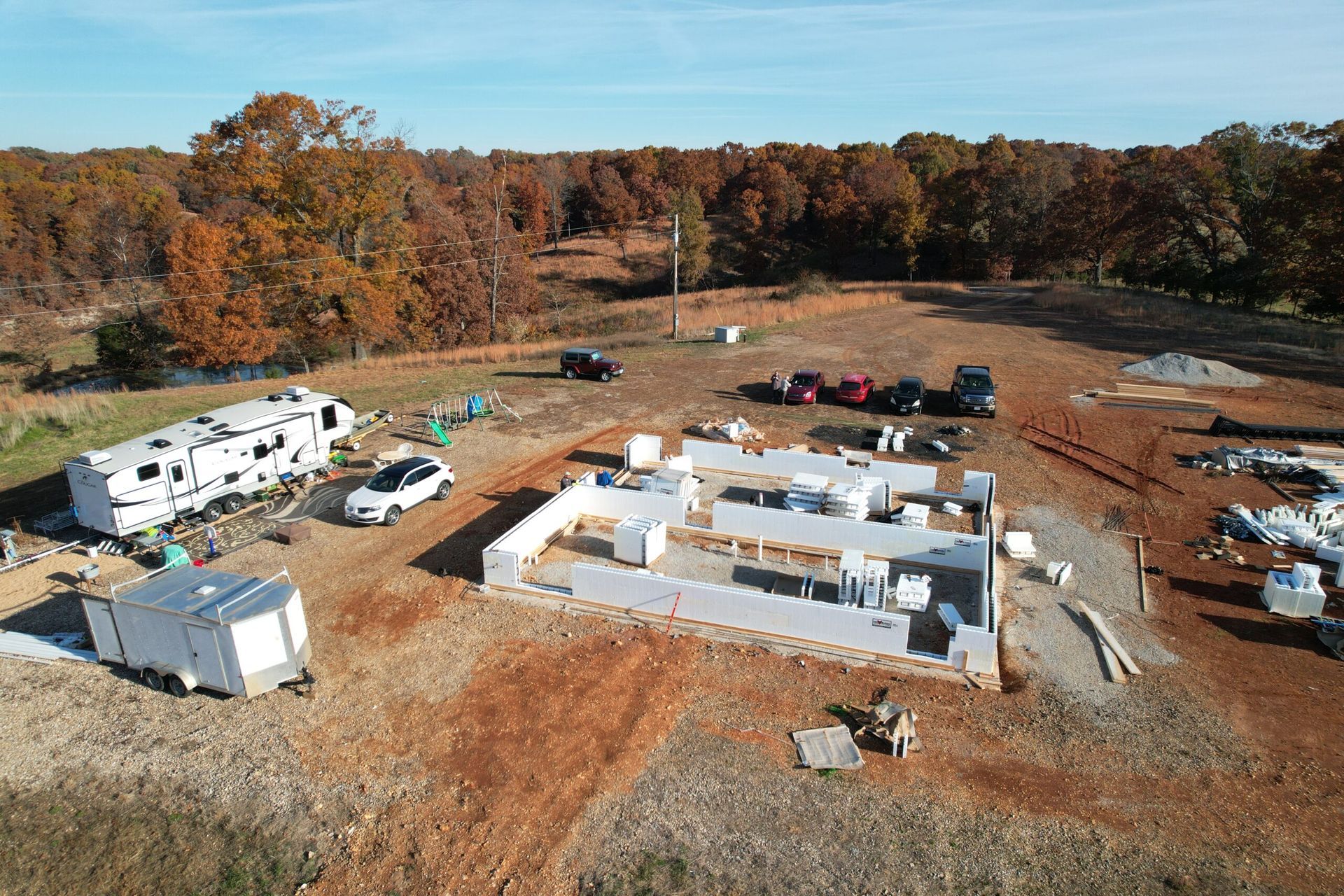 ICF crew member building icf footers and walls for custom home in Republic MO