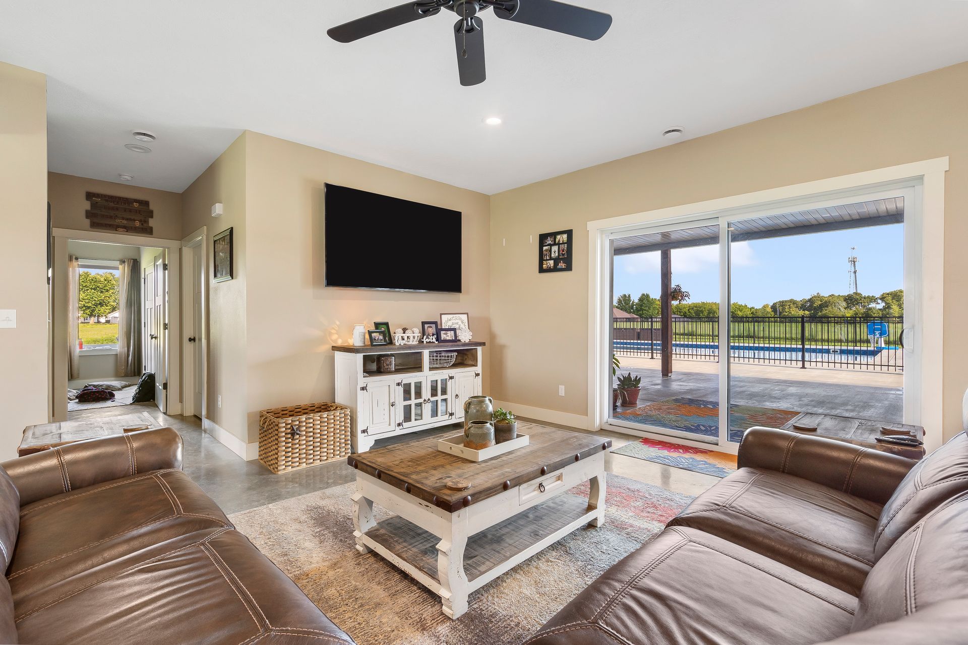 ICF living room opening out to backyard | Ozark, MO