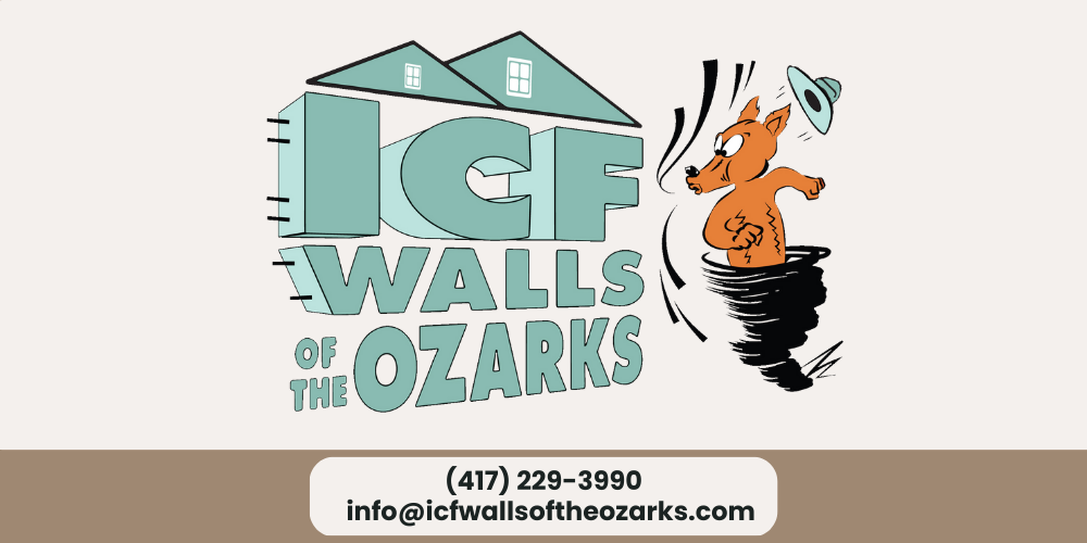 A logo for icf walls of the ozarks | ICF supply and build in Ozark MO