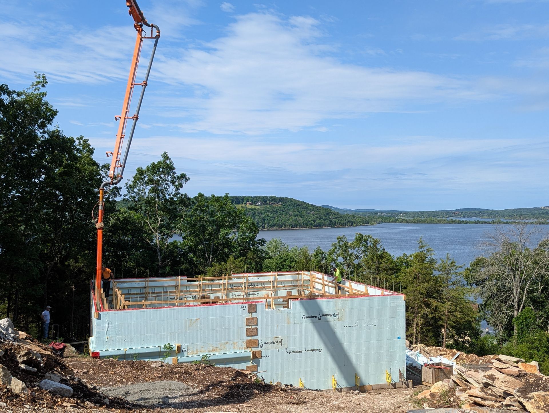 ICF home under construction on a sloped lot near Branson, Missouri