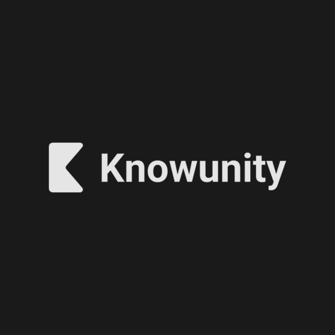 Knowunity logo on a dark background, with a white icon and wordmark.