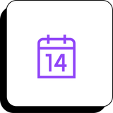 Purple calendar icon with the number 14 displayed in the center