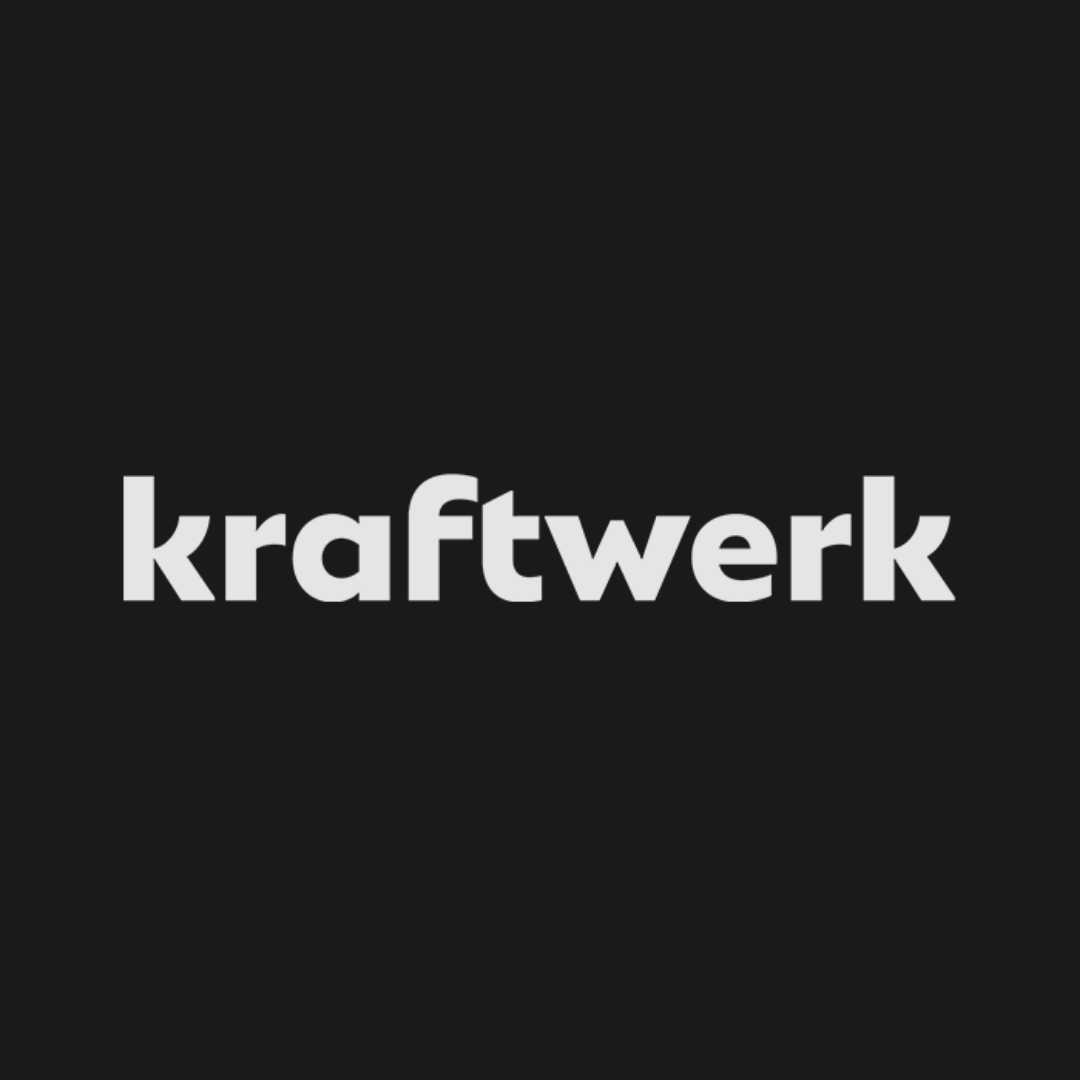 White “kraftwerk” wordmark centered on a black background.