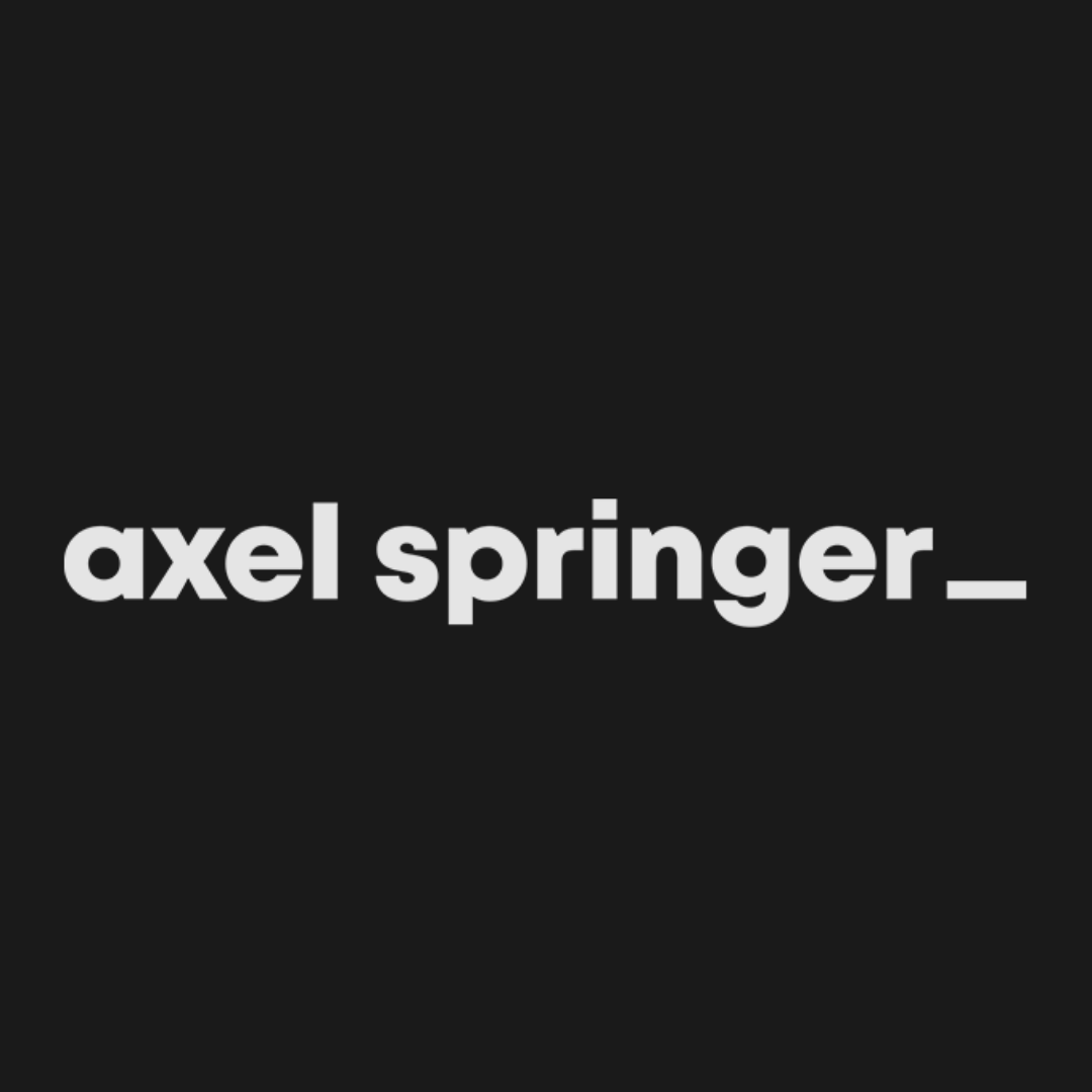 Black screen with white “axel springer_” logo centered