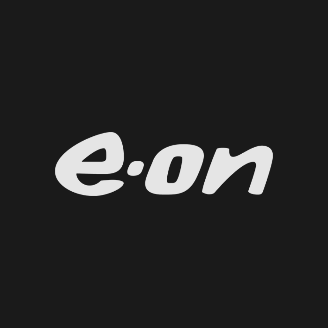 E.on logo in white on a dark background