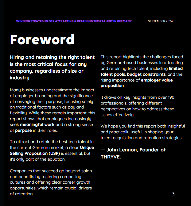 Dark report page titled “Foreword” with white text on black background and a small “September 2024” label.