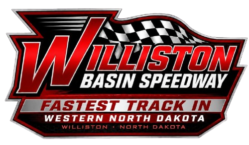 Williston Basin Speedway logo in red, black, and white with &ldquo;Fastest Track in Western North Dakota&rdquo; text