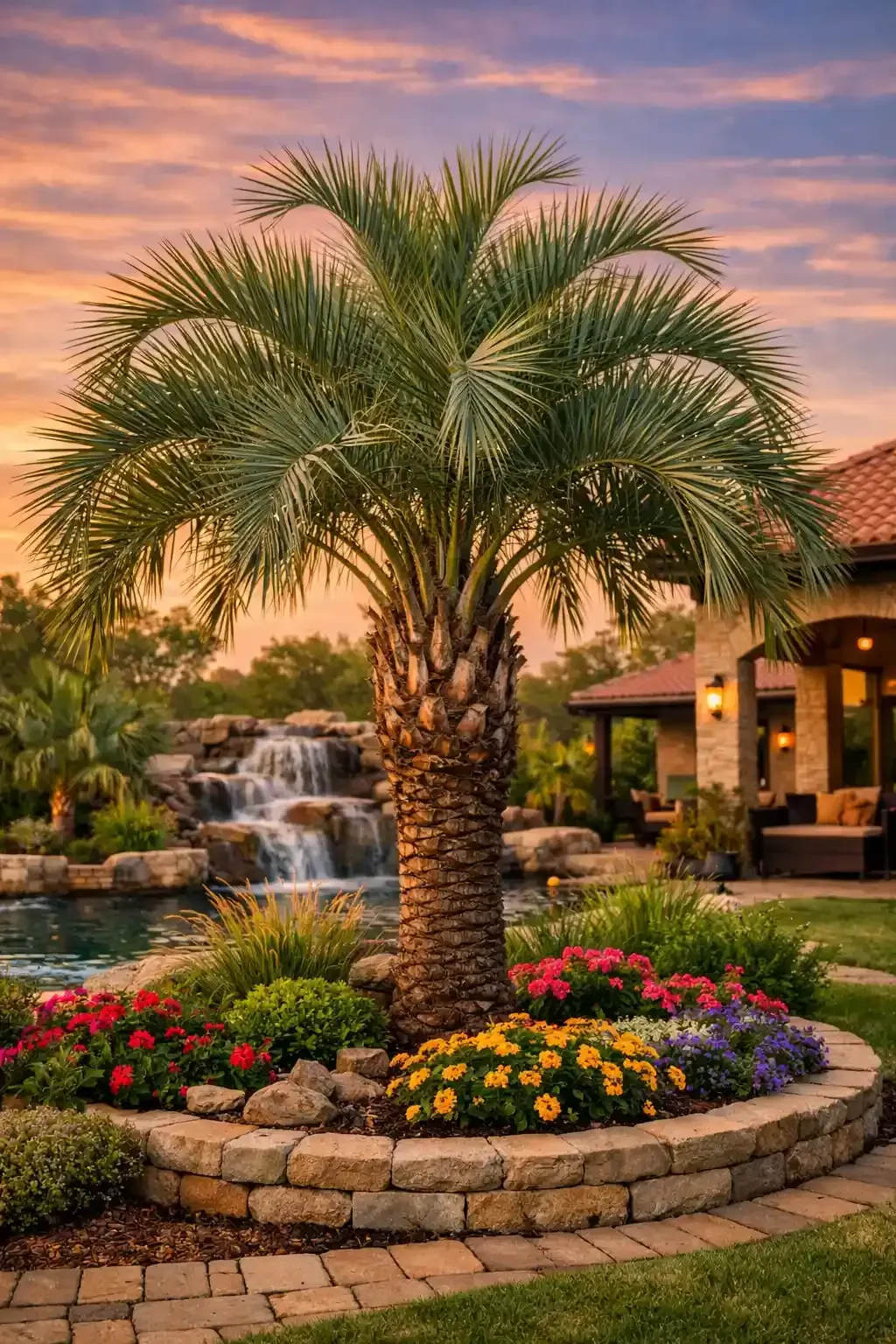 Pindo Palm installation by Beau Monde in Lafayette, LA.