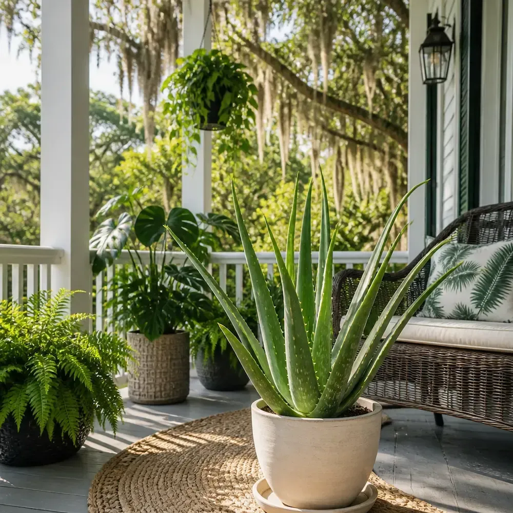 Aloe vera plant growing in Zone 9B Louisiana climate