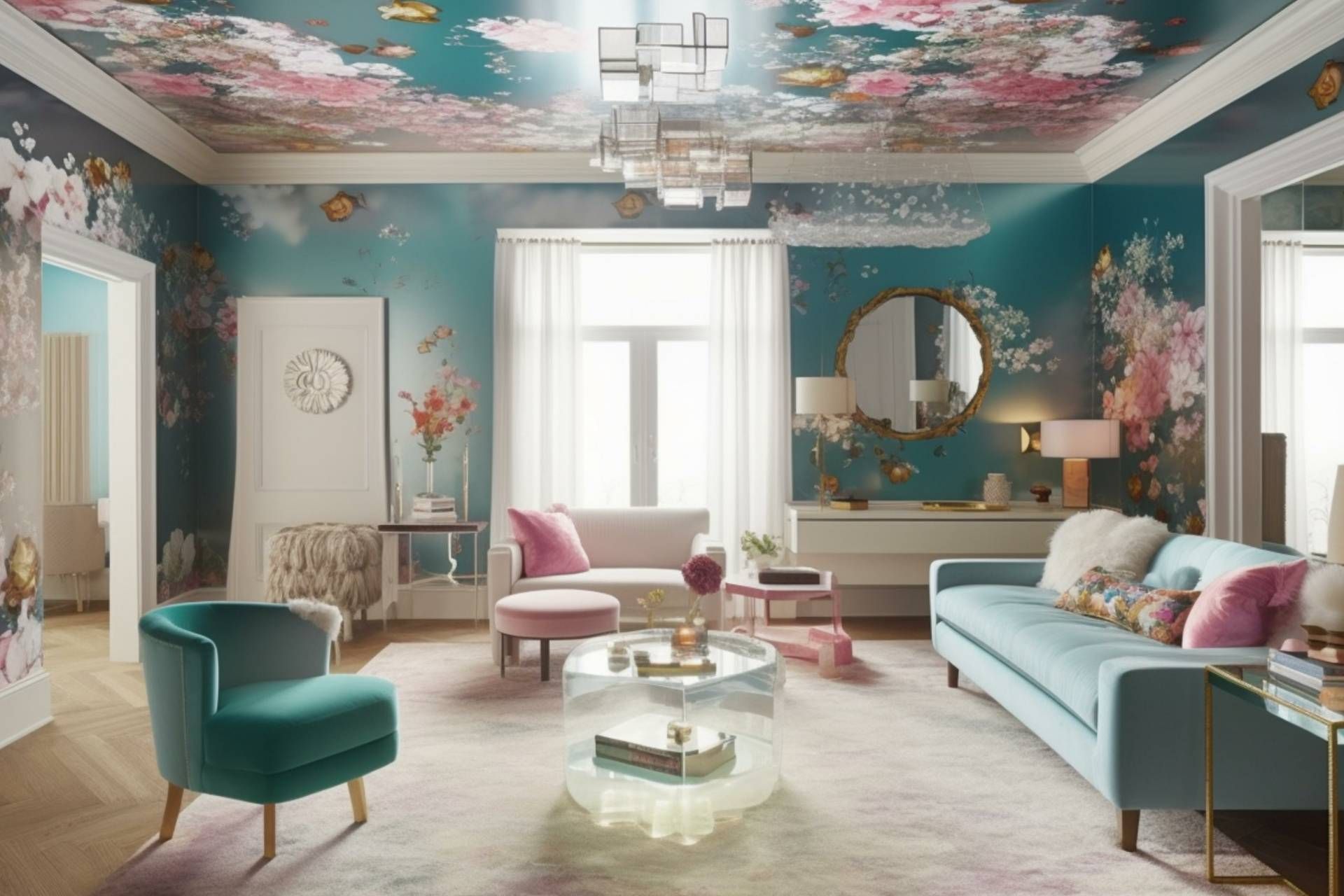 Unique wallpaper on a ceiling near Elizabethtown, Kentucky (KY)