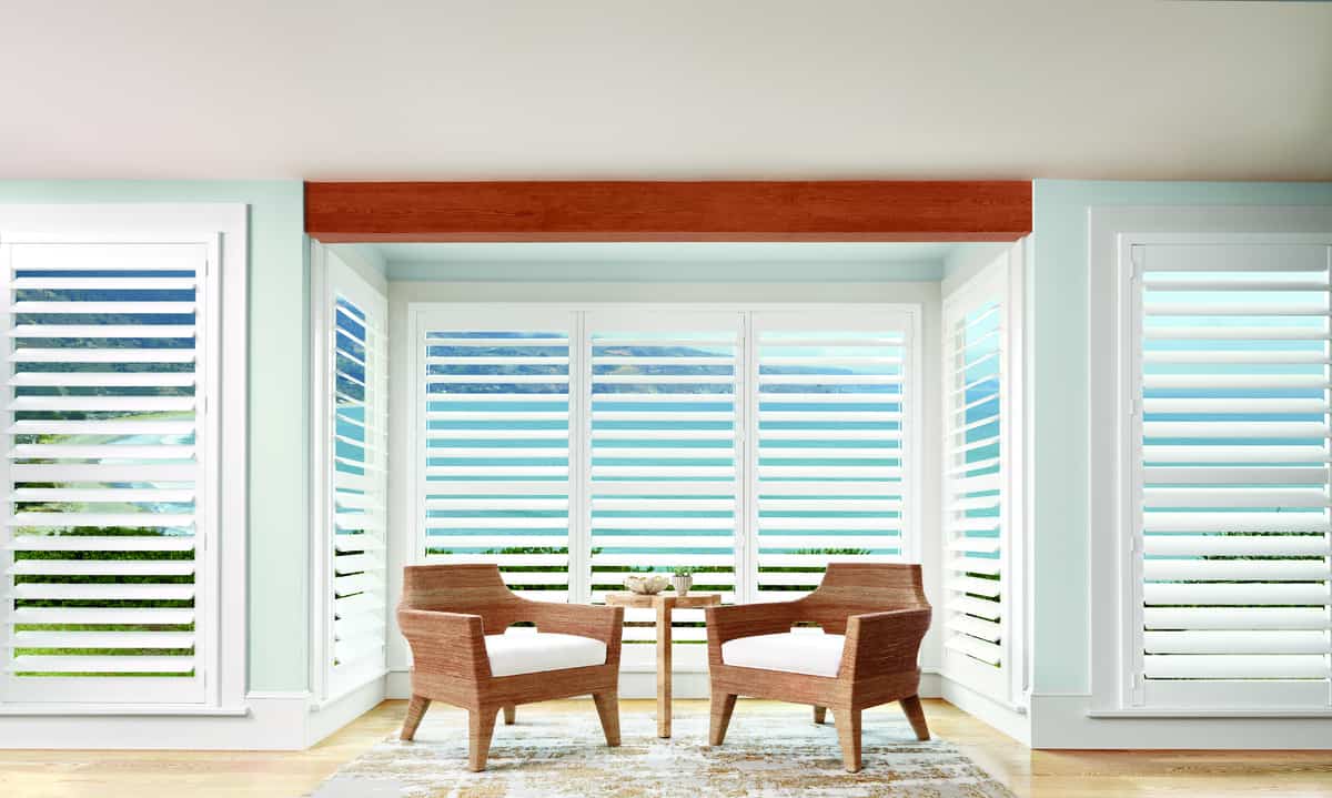Palm Beach™ Polysatin™ Shutters near Elizabethtown, Kentucky (KY) Hunter Douglas plantation shutters, interior shutters, wood shutters