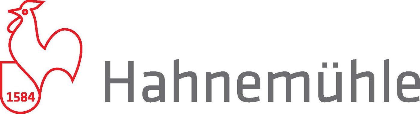 Ein Logo für eine Firma namens Hahnenmühle mit einem Hahn darauf