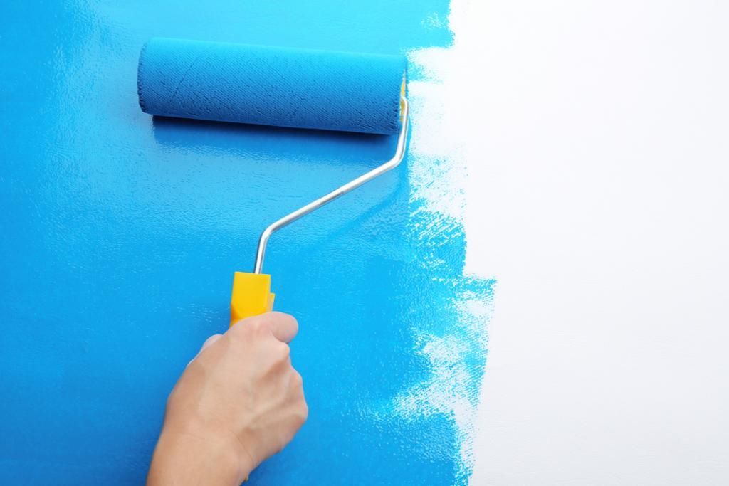 Painting Wall Into Blue Color