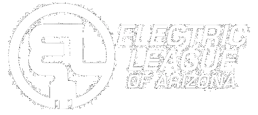 Logo: Electric League of Arizona, white text and symbol on a white background.