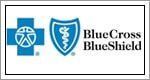 Blue Cross Blue Shield logo with blue cross and shield icons and text on white background