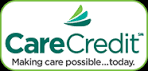 CareCredit logo with green leaf icon and tagline, “Making care possible…today.”