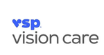 VSP vision care logo with blue heart icon and gray text on white background