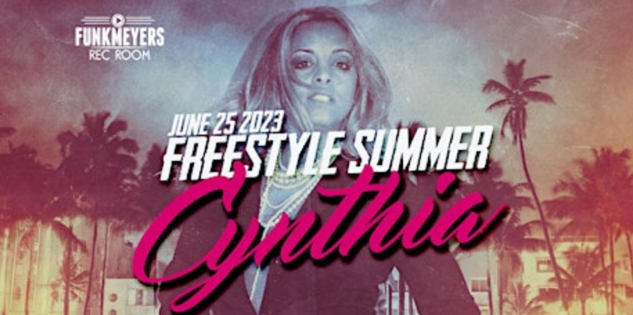 A poster for a freestyle summer concert featuring cynthia