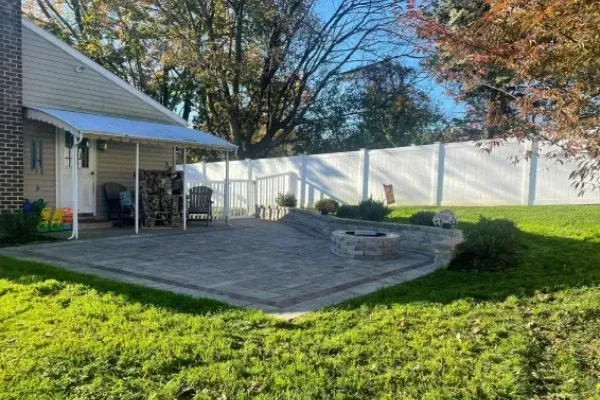 Fire pit installation in Spring Grove PA creating a warm and inviting outdoor gathering space for residential backyards