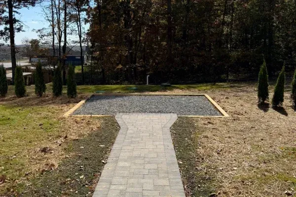 Gravel pad installation in Spring Grove PA preparing compacted bases for sheds hot tubs and outdoor structures