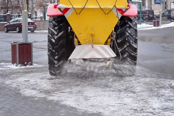 Salt and deicing treatment in Spring Grove PA helping melt ice and maintain safe walking and driving surfaces