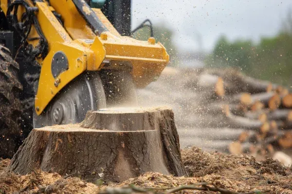 stump grinding in Spring Grove PA clearing leftover tree stumps for lawn restoration and landscaping projects