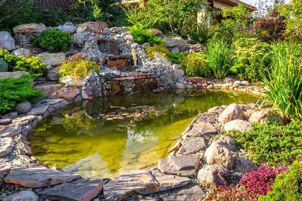 water feature pond in Spring Grove PA creating a peaceful focal point for outdoor living environments